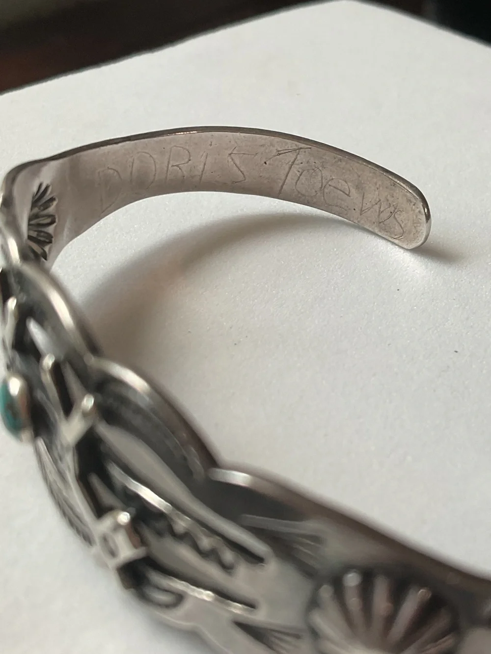Vintage Sterling Silver Turquoise Native American Cuff Bracelet Artisan Signed